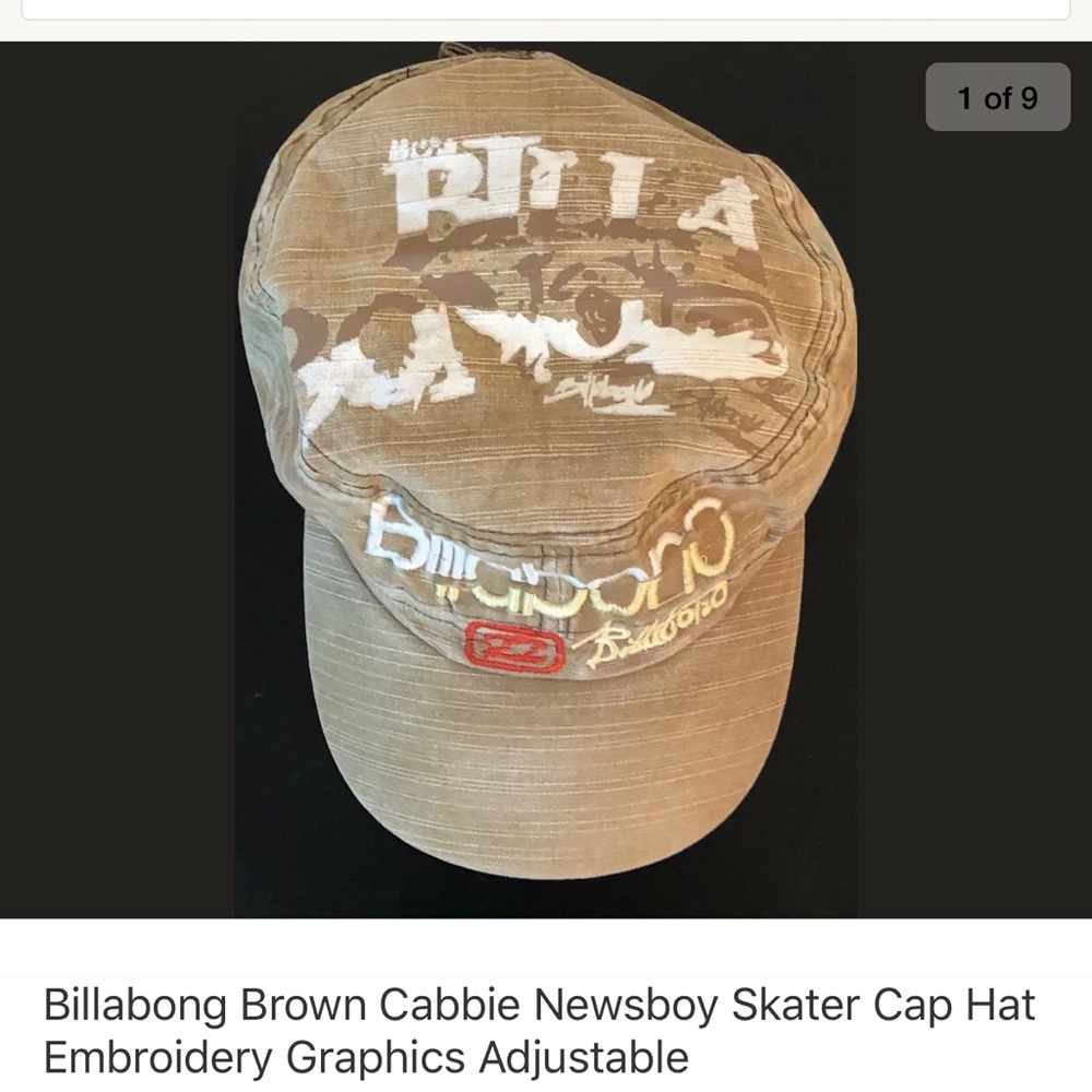Billabong Brown Adjustable Skater Hat Newsboy Cap